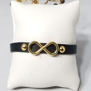 INFINITY THIN BLACK LEATHER BRACELET